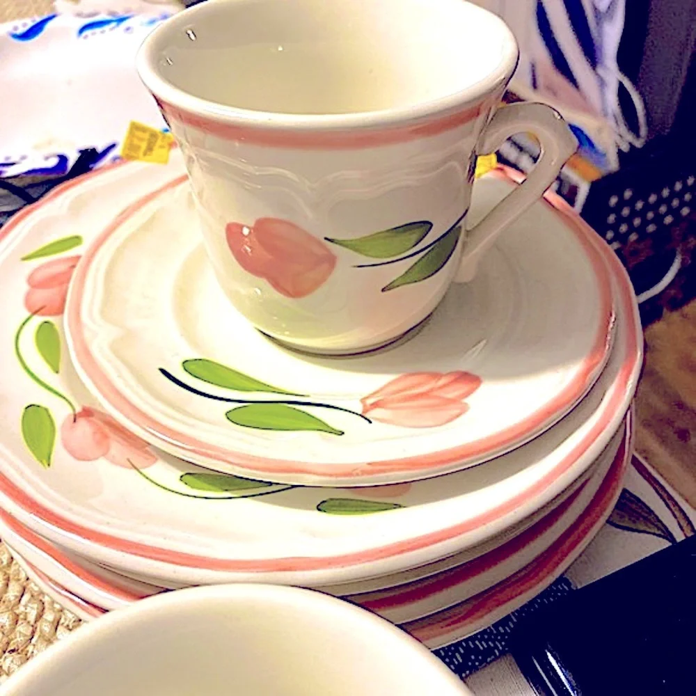 ITALIAN 1 Cup & 1 Saucer. Ceramic Quadrifoglio. Made in Italy.